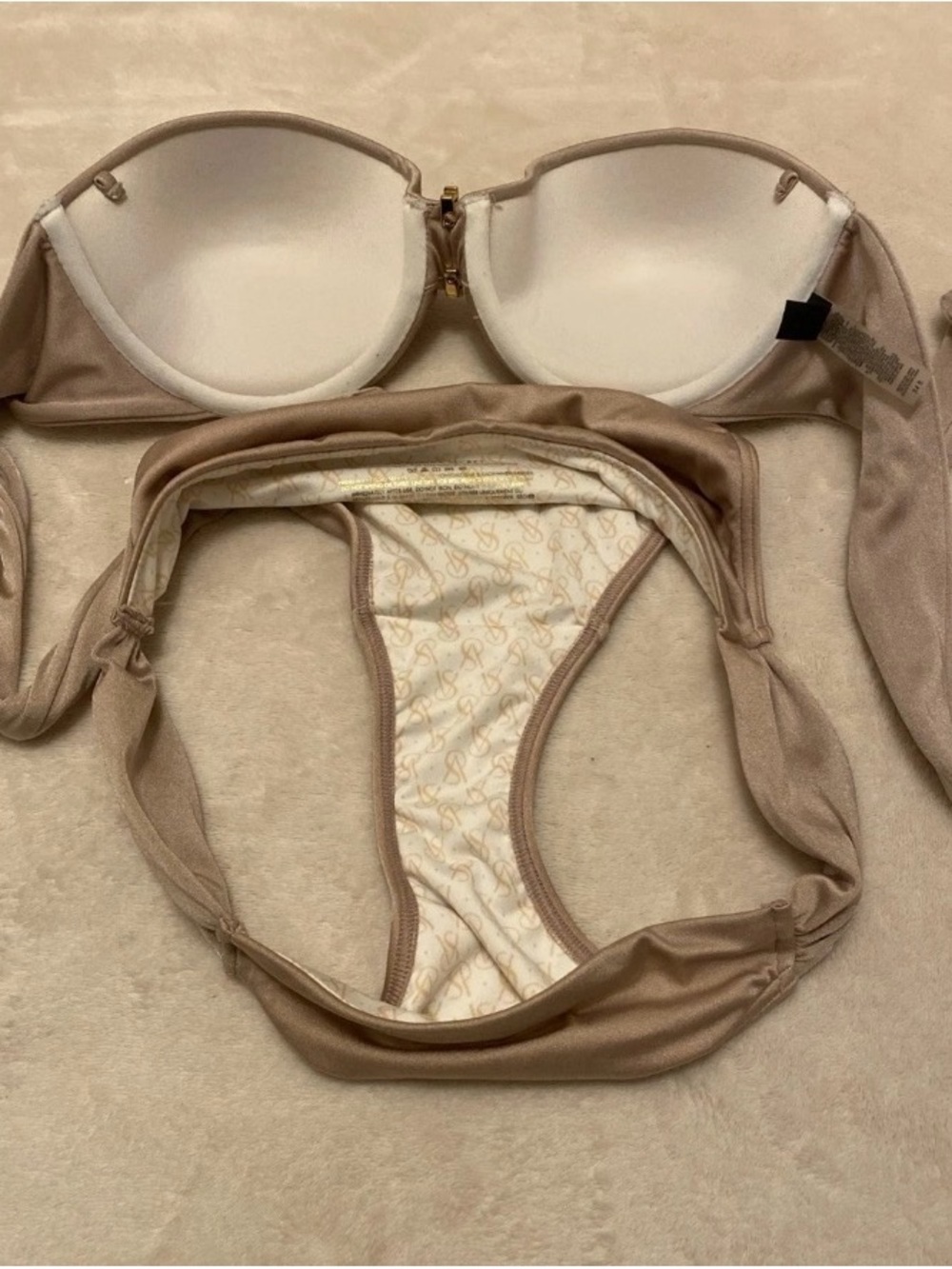 Victoria's Secret Metallic Champagne Bandeau Bikini Set - Picture 10 of 16